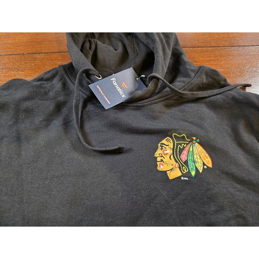 Chicago Blackhawks Hoodie Mens Regular Size M‎ Black Fanatics NHL NWT
